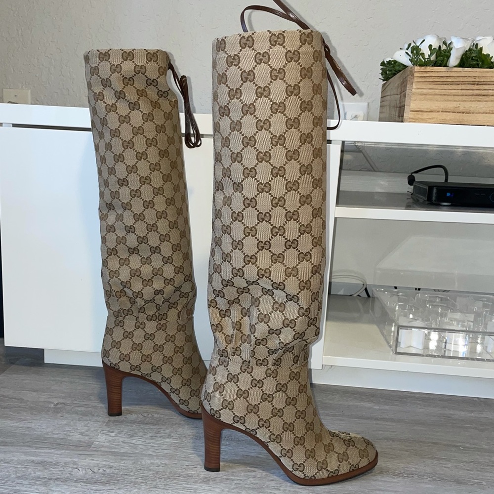 NWT Gucci GG Monogram Canvas Boots
